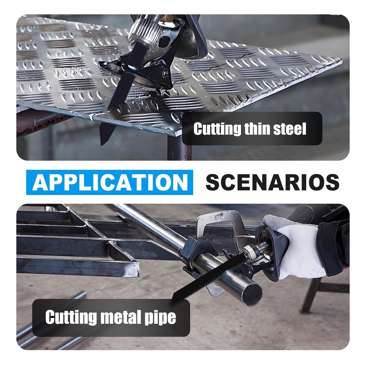 3 Pack 9 inch Reciprocating Saw Blades Set，8 TPI High Carbon Saw Blades for Metal ，Saw Blades with Organizer Case (3, 8T/9inch)