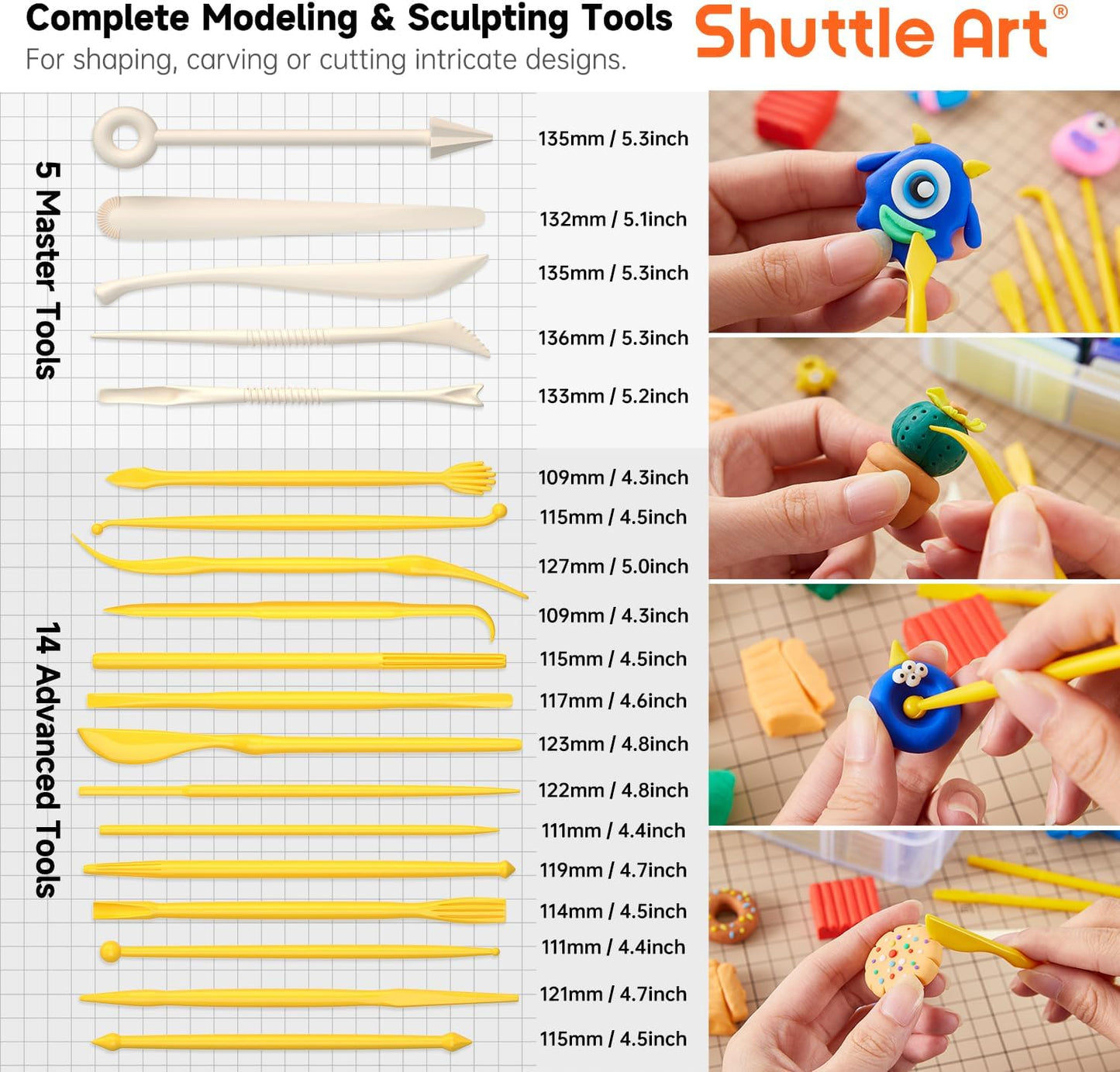 Shuttle Art 112 Colors Polymer Clay Kit with 20 Clay Tools, 16 Kinds of Accessories, Non-Toxic, Non-Sticky, Ideal DIY Art Craft Gift for Kids Adults