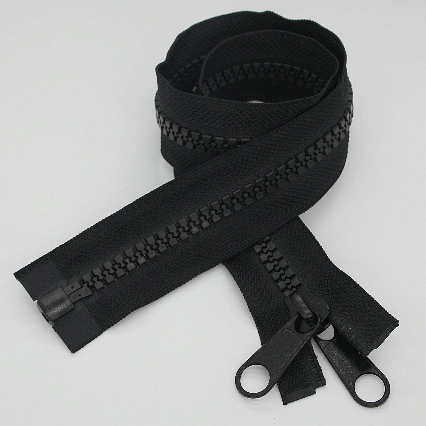 Leekayer 2PCS #10 40 Inch Heavy Duty Zippers for Sewing Separating Large Plastic Zippers Black Tape with Double Pull Tab Slider, Sleeping Bag, Boat, Canvas, Cover, Trampoline, Dog Bed,Tent (40" 2pcs)