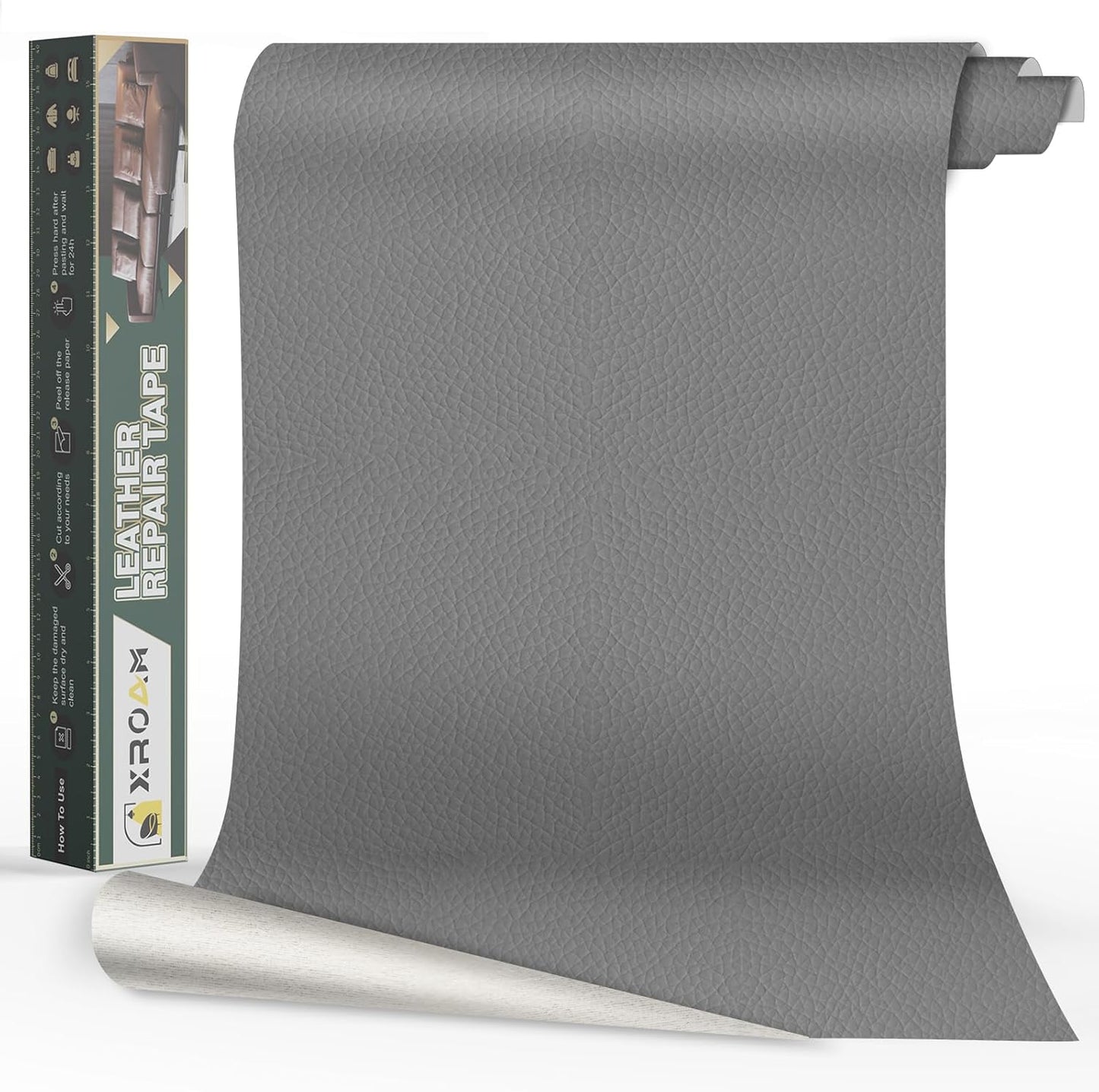 Leather Repair Tape, 23.6x79 inch Leather Patches for Furniture, Self Adhesive Leather Repair Patch for Sofas, Couches, Leather Covers, Seats, Chairs, Vinyl Repair Tape Light Gray
