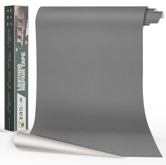 Leather Repair Tape, 16x40 inch Leather Patches for Furniture, Self Adhesive Leather Repair Patch for Sofas, Couches, Leather Covers, Seats, Chairs, Vinyl Repair Tape Light Gray