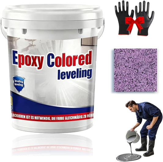 Epoxy Floor Paint, Epoxy Colored Sand Floor Paint, High-Gloss Marble Effect Self-Leveling Coating, Waterproof, Non-Slip, Ultra-Durable for Garage, Basement, Wood Floors (Purple,44 lb)