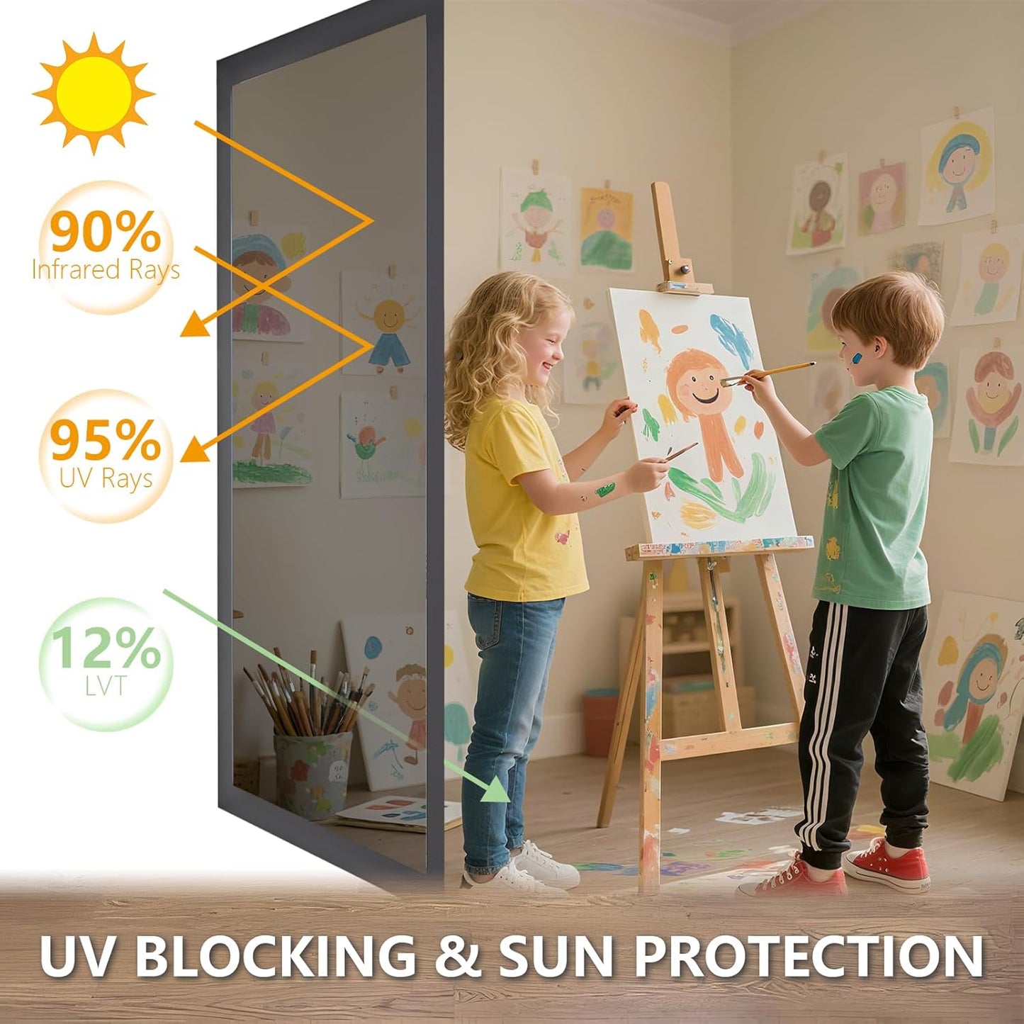 LEMON CLOUD One Way Window Privacy Film See Out Not in Reflective Mirror UV Window Cling Sun Blocking Heat Control Glare Control with Tools,23.6 Inch x 78.7 Inch