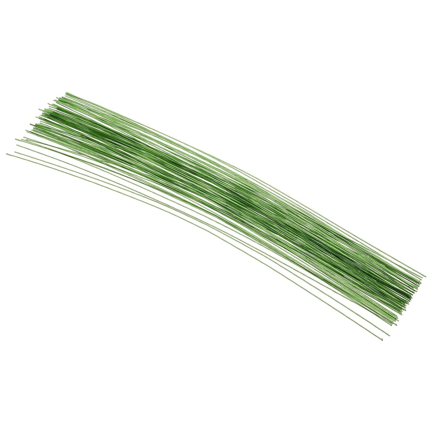PATIKIL 22 Gauge 16" Floral Stem Wire, 100 Pcs Paper Wrapped Iron Artificial Flower Stem Accessories for DIY Bouquet Stem and Craft Decoration, Light Green