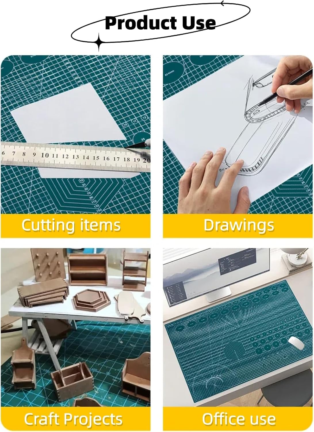 A5 Self-Healing Cutting Mat, Small Cutting Mat, Professional Double Sided Durable Cuttings Mats, Great for Hop Scrapbooking, Quilting, Fabric, Sewing Craft Projects (Black, A5)