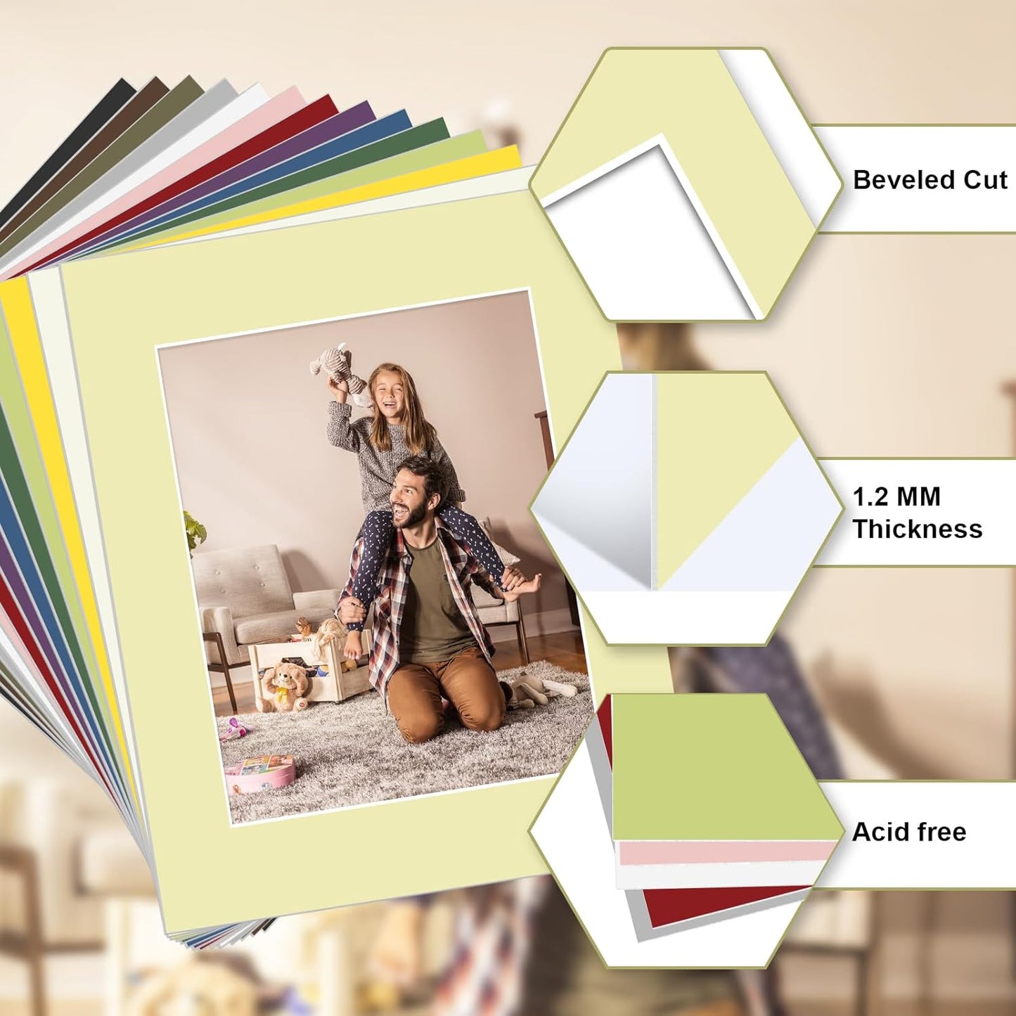Egofine 14 Packs Picture Frame Mats, 5x7 Picture Mats for 4x6 Photos, Acid-Free Mixed Colors Pre-Cut Photo Board for Photos, Prints, Artworks