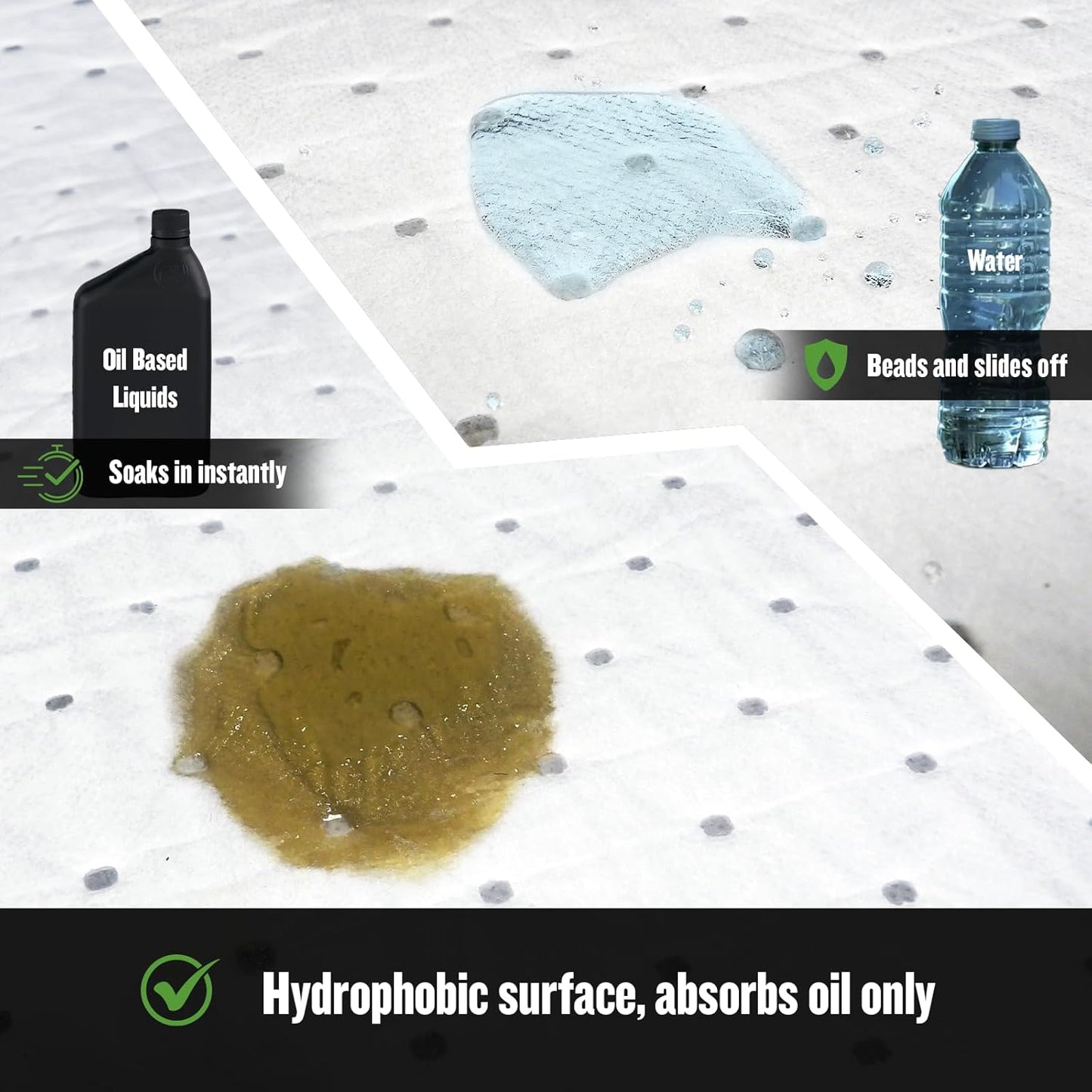 FLASHDRY Marine Oil & Fuel Spill Absorbent Pads - 17.5” x 13.5”, Water Repellent, Effective Spill Control, Marine Protection, High-Performance, Eco-Friendly, Tear Resistant - 300 Pads in Total