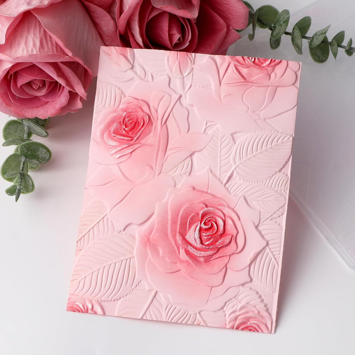 BAOFALI 3D Plastic Embossing Folders Rose for DIY Scrapbooking Photo Album Card Paper Craft Decoration for Card Making,Embossing Template Paper Card 6.3" L x 4.5" W Embossing Stencil