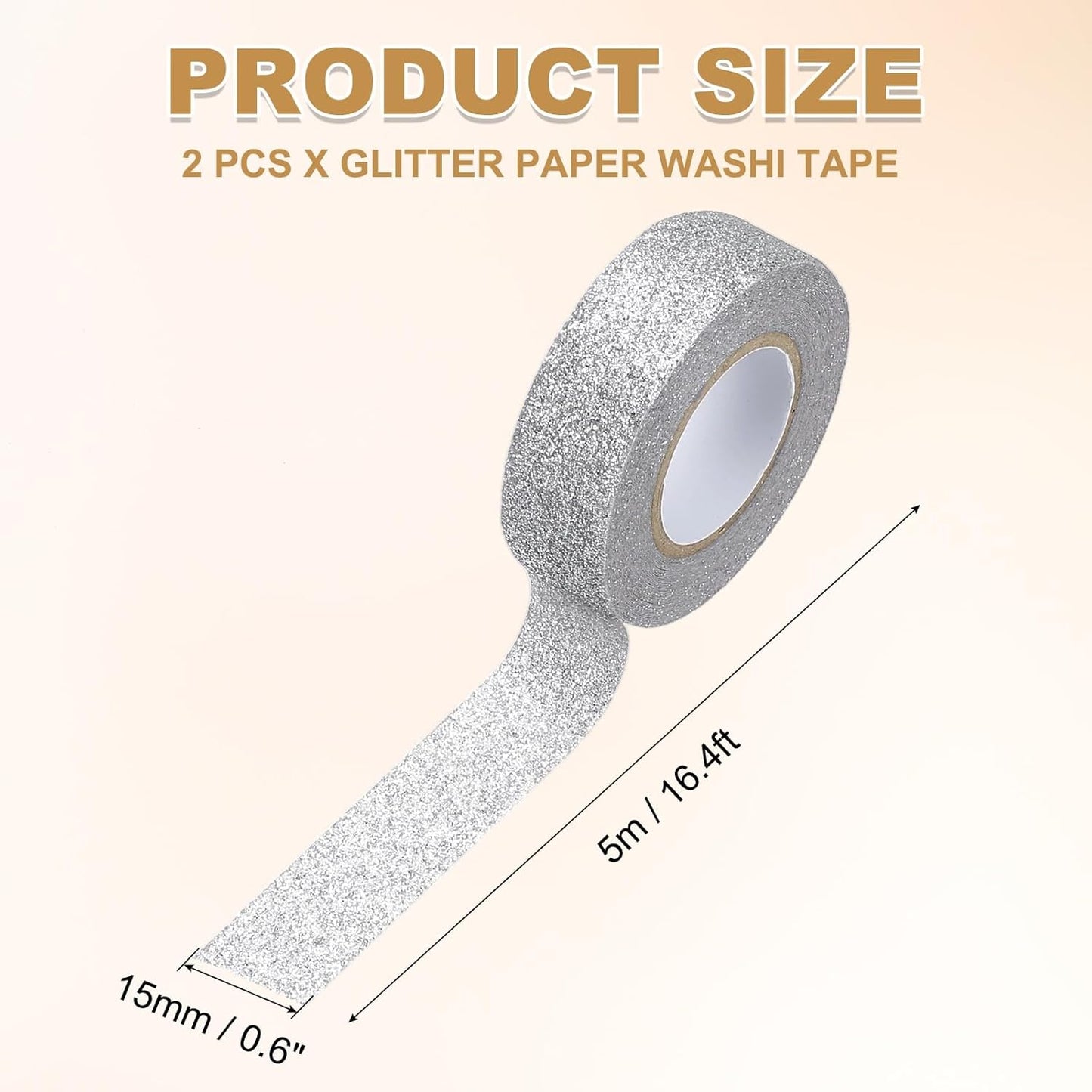 PATIKIL 2 Roll Glitter Paper Washi Tape, Washi Decorative Tape for Crafts, Silver