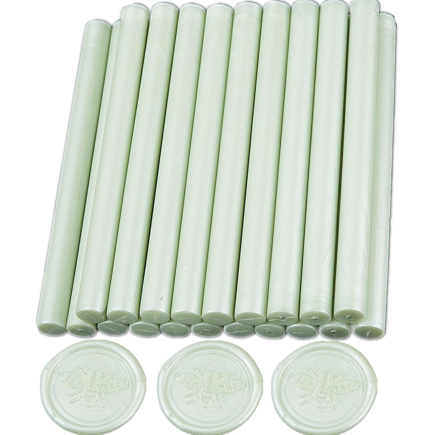 Sage Green Wax Seal Sticks, ONWINPOR 20pcs Glue Gun Wax Sealing Sticks Suit to 0.28'' Glue Gun, Wedding Invitations, Envelope (Vaiilla Green)