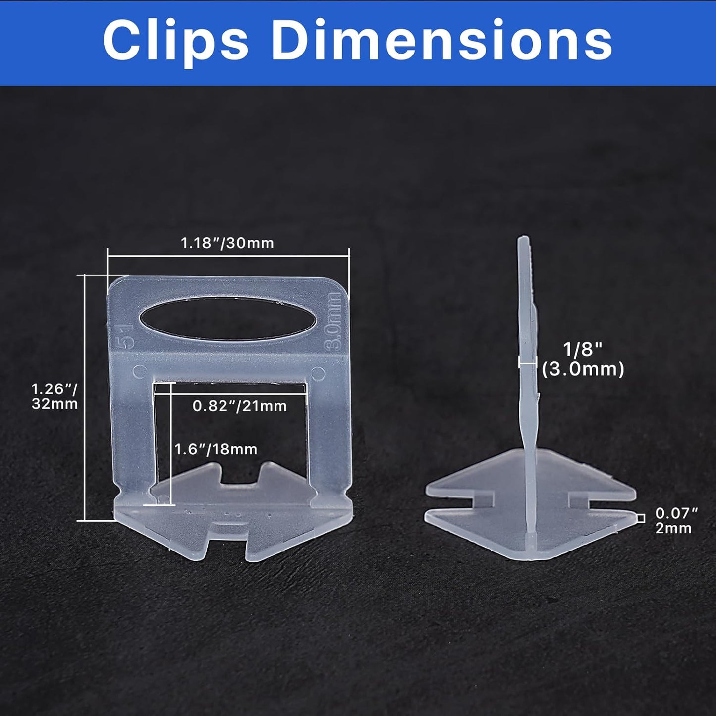 4500 Pcs Tile Leveling System Clips 1/8" (3.0mm) for Ceramic Tile and Stone Installation - DIY Tile Leveler Spacers Kit for Perfect Alignment(4500, 1/8)