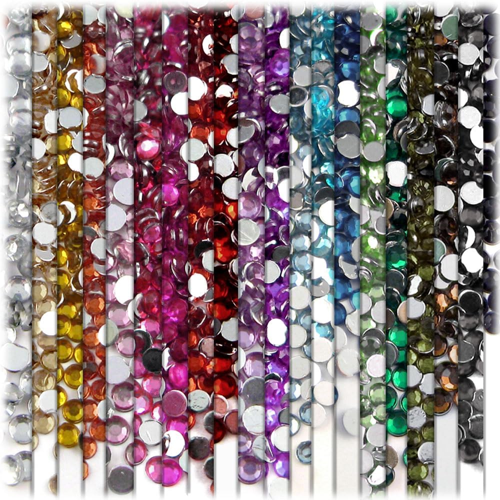 The Crafts Outlet 1,440pc Flatback Acrylic Rhinestones Round 3mm (10ss) Charcoal Gray