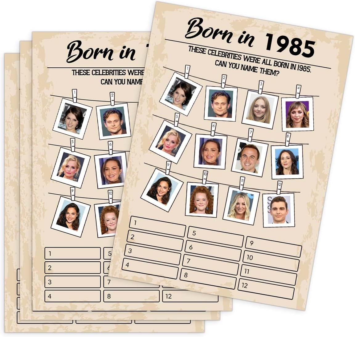 40th Birthday Party Games, Born in 1985 Games, Birthday Party Supplies for Adults, Pack of 30 Cards