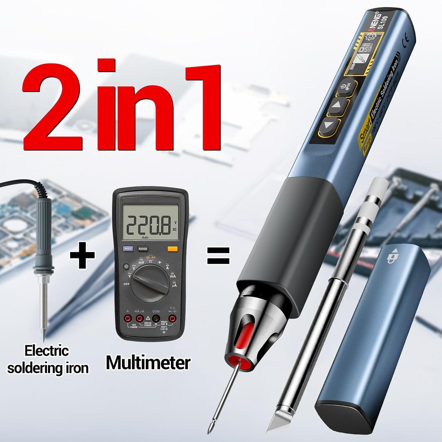 Soldering Iron Kit, Portable Soldering Iron 2in1 Usb soldering gun with LED Digital Adjustable Temperature 212-842℉ 75W 3S Fast Heating Auto-Sleep Mode for Electronics Repair DIY (SL109)