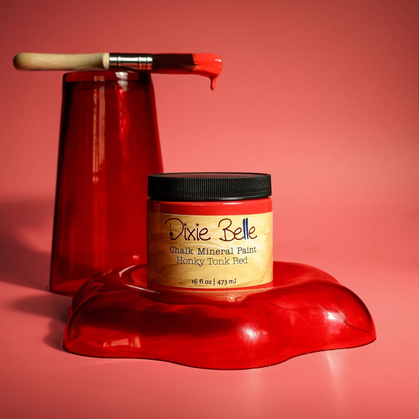 Dixie Belle Paint Company Chalk Finish Furniture Paint - Honky Tonk Red (4oz) - Matte True Red Chic Chalk Mineral DIY Furniture Paint