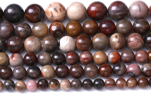 90pcs 4mm Natural Wooden Petrified Jade Agate Gemstone Beads Round Loose Spacer Beads for Jewelry Making DIY Bracelet Necklace 1 Strand 15inch