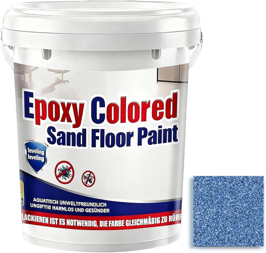 Epoxy Colored Sand Floor Paint, Epoxy Floor Paint for Concrete, High Gloss Marble Effect Coating, Waterproof Non-Slip Concrete Paints, Suitable for Indoor/Outdoor Use (Light Blue,16 oz/0.5 kg)