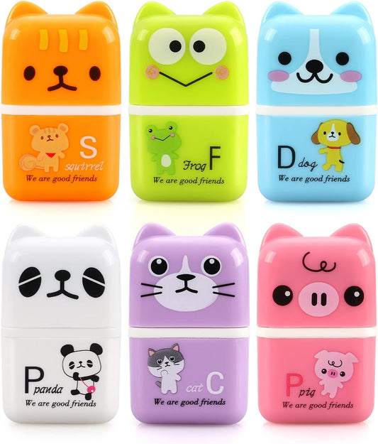 Tamaki 6 Pack Erasers for Kids, Cute Erasers with Cover and Roller, Pencil Rubber Eraser for Party Favors Gift Supplies (Model B)
