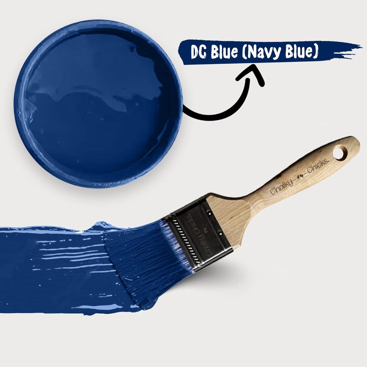 Chalky Chicks All-in-One Chalk Paint for Furniture or Cabinet - 8 Fl Oz - Matte Finish DC Blue Navy Blue for Metal, Wood Furniture Paint - No Sanding All-in-One for Home Decor & Crafts, USA Made