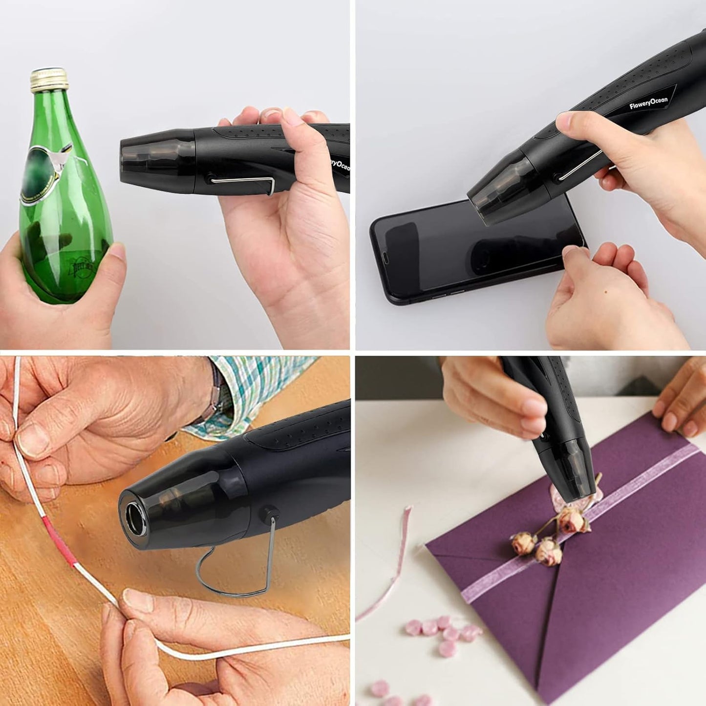 Mini Heat Gun+Reflector Nozzle Kit 350W Fast Heat Hot Air Gun Overload Protection 2 Temp Setting 392°F-662°F & 6.6Ft Long Cable for Craft Shrink WrappingTubing Stripping Paint