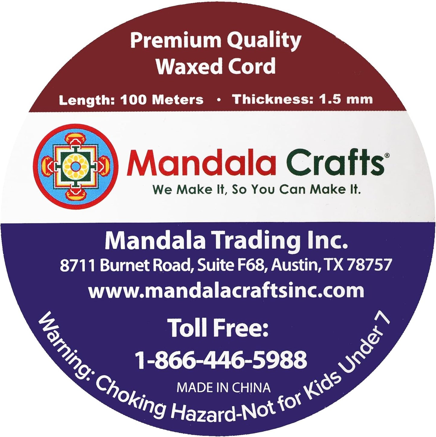 Mandala Crafts 1.5mm 109 Yards Tan Cotton Waxed Cord for Jewelry Making Bracelet Cord Waxed String - Beading String Thread Jewelry Cords for Necklaces String