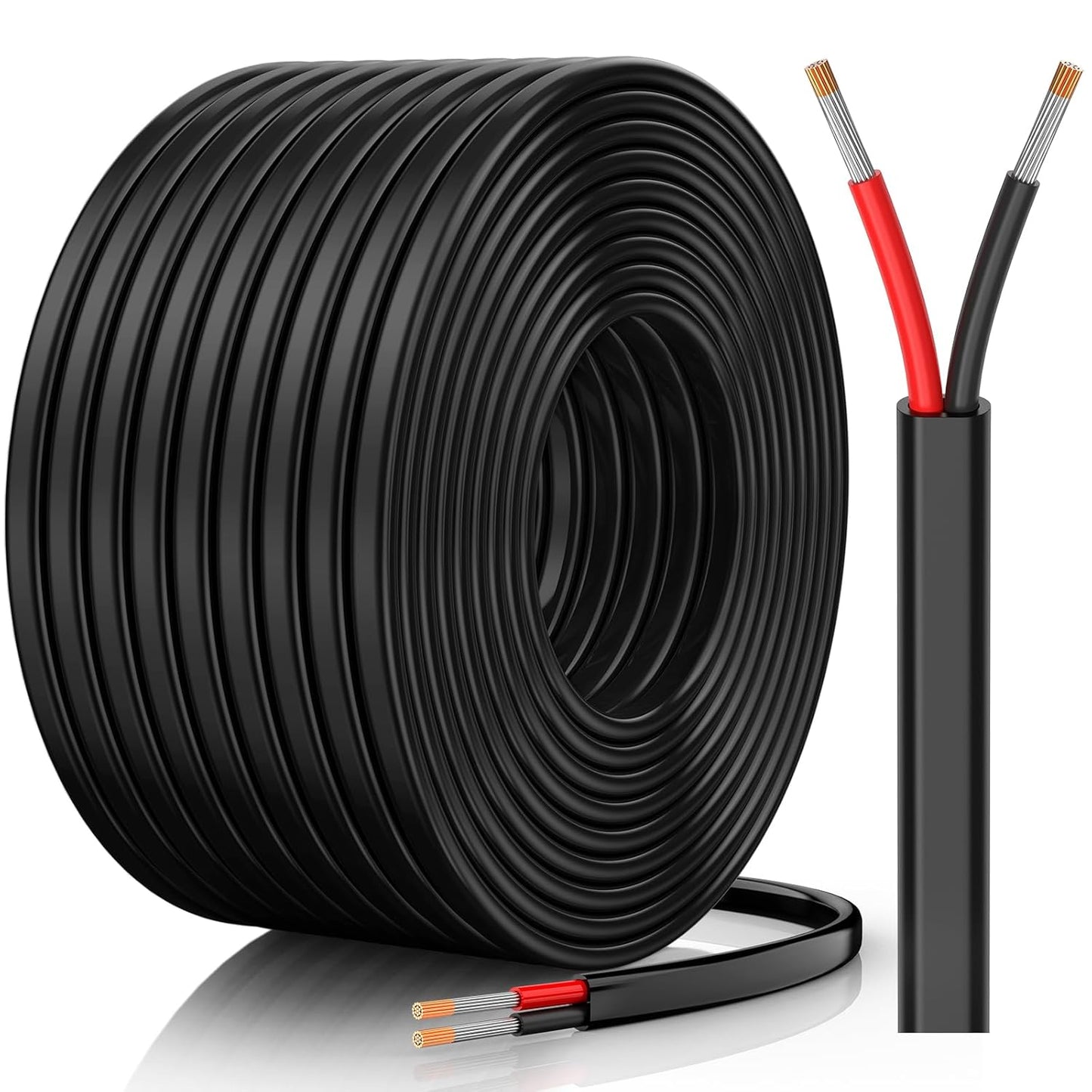 18 Gauge Wire, 18 AWG 2 Conductor Electrical Wire, Flexible/Oxygen-Free Tinned Copper/Stranded PVC 18/2 Cord for Automotive, Marine, LED Strips, Solar, RV, Lighting (50FT)