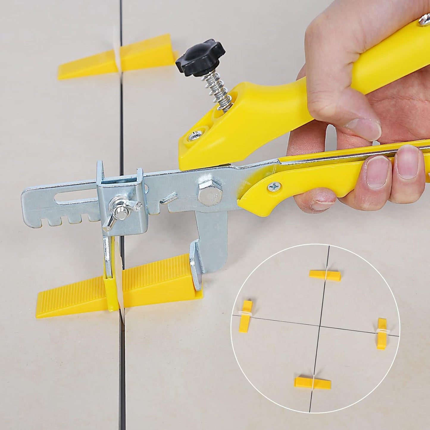 Tile Leveling System with Tile Plier 1500Pcs Piece Tile Spacers Clips 300Pcs Piece Reusable Wedges and 1 Rubber Mallet Tile Tools Set for Stone Installation (1/32"(1.0 mm)