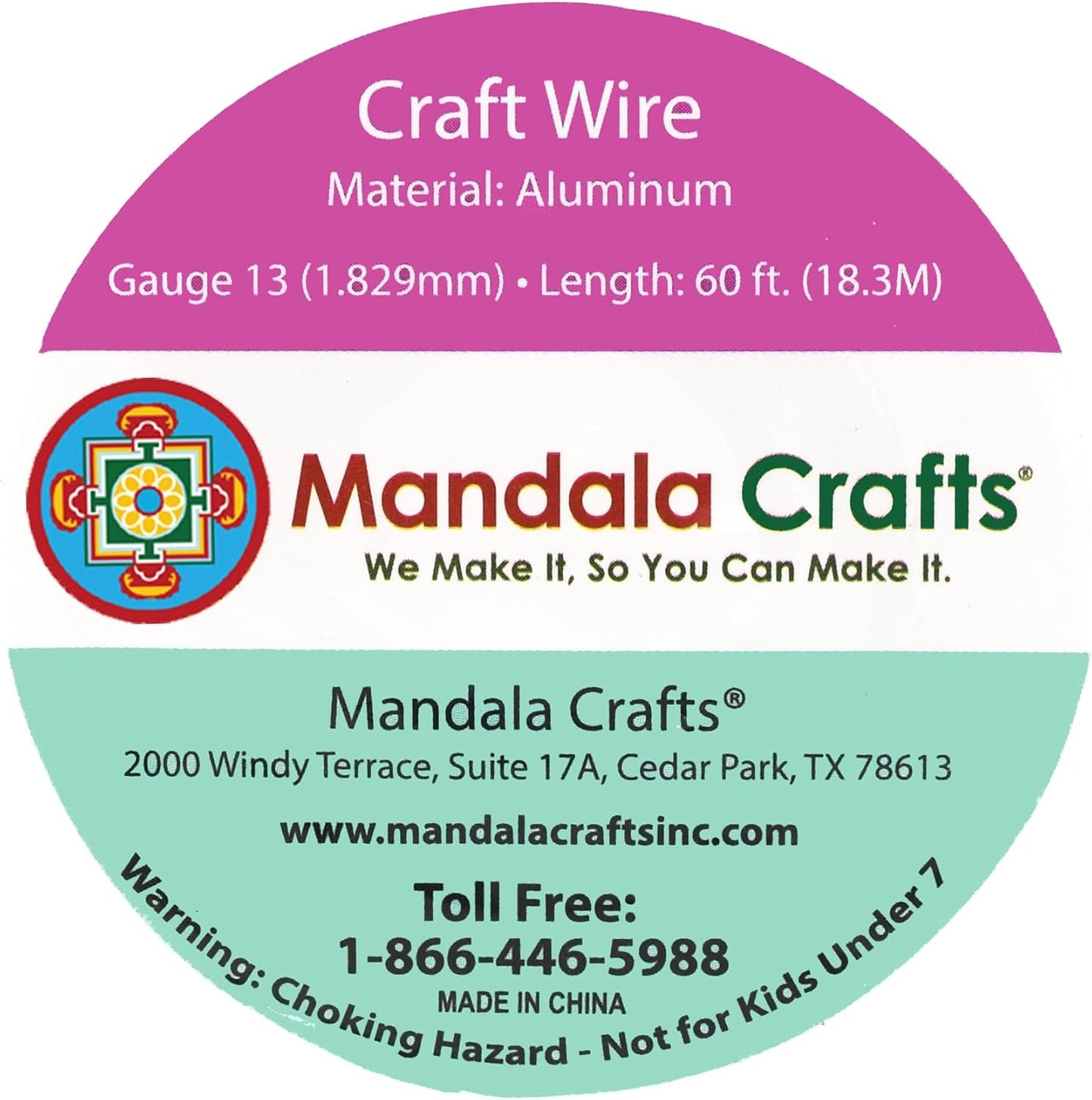 Mandala Crafts 13 Gauge Anodized Aluminum Craft Wire for Jewelry Making - 60 FT Colored Flexible Black Wire - Bendable for Bonsai Armature Crafting Sculpting