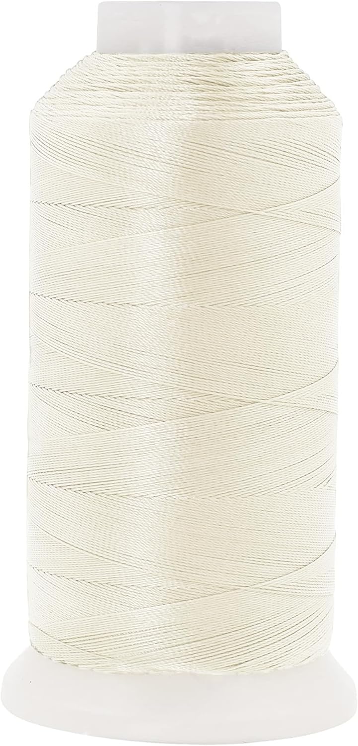 Mandala Crafts Off White Heavy Duty Thread -1500 Yds Tex 90 Thread for Sewing Drapery Jeans Leather Hair Outdoor Marine Upholstery