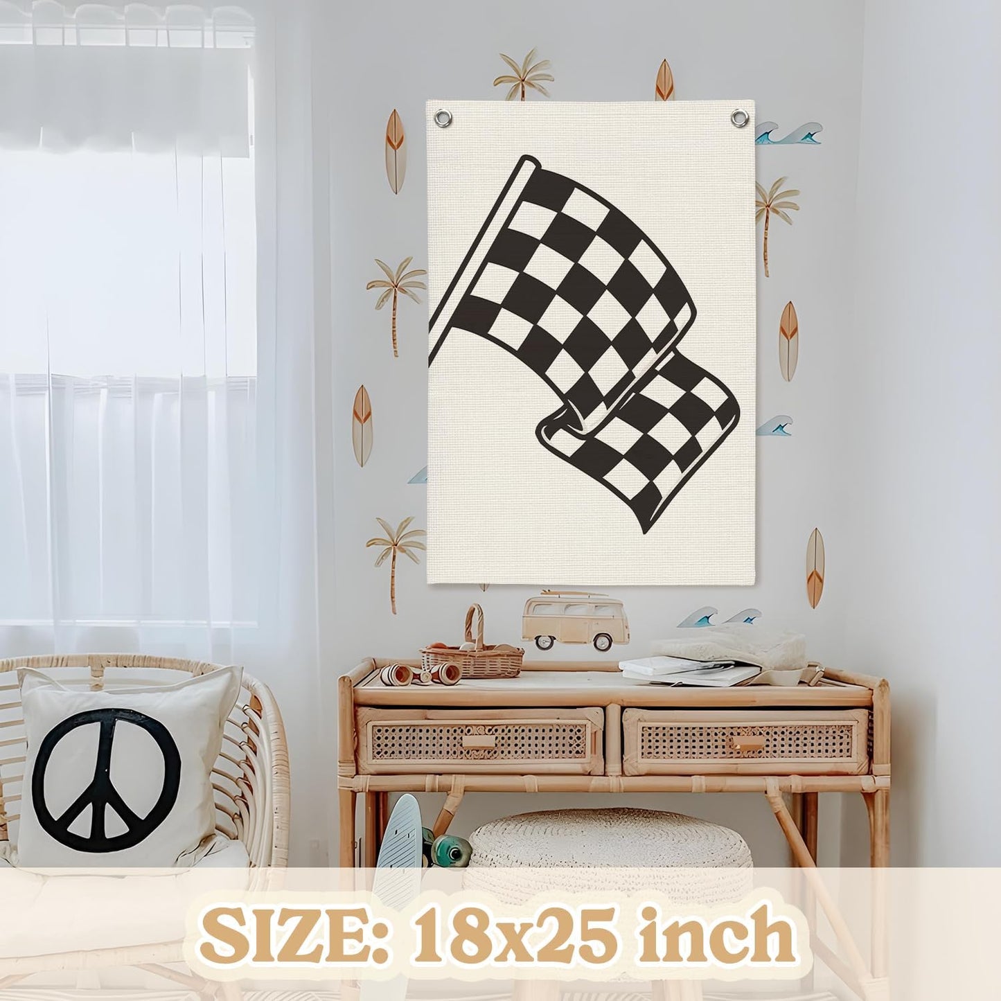 Toddler Boys Room Decor,Race Car Playroom Wall Decor for Kids Nursery Bedroom,Cars Bedroom Decor for Boys 18x25 Inch