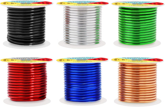 Mandala Crafts 10 Gauge Anodized Aluminum Craft Wire for Jewelry Making - 120 FT Colored Flexible Silver Copper True Blue Black Red Kelly Green Wire - Bendable for Bonsai Armature Crafting Sculpting