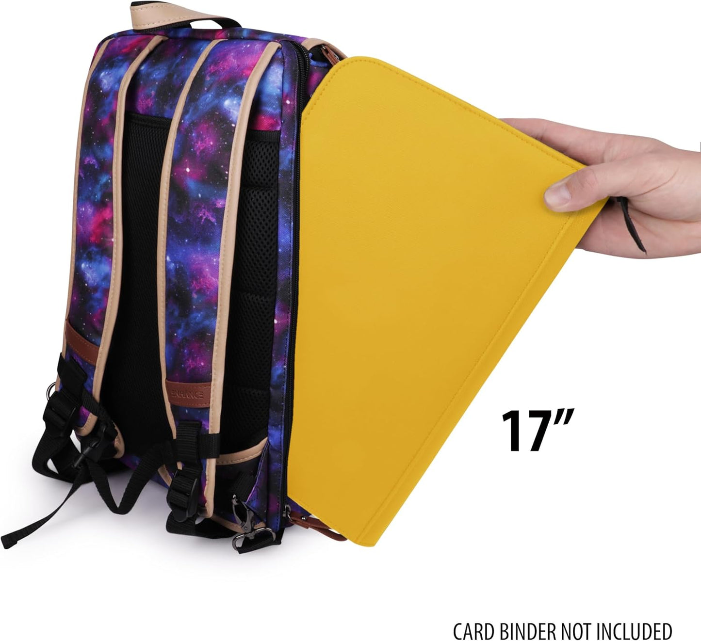 ENHANCE Designer Edition TCG Backpack - MTG Deck Bag Card Binder Space, TCG Deck Box Storage, MTG Playmat Holder - Card Storage Compatible with Magic the Gathering, Pokemon, Lorcana (Canvas Galaxy)