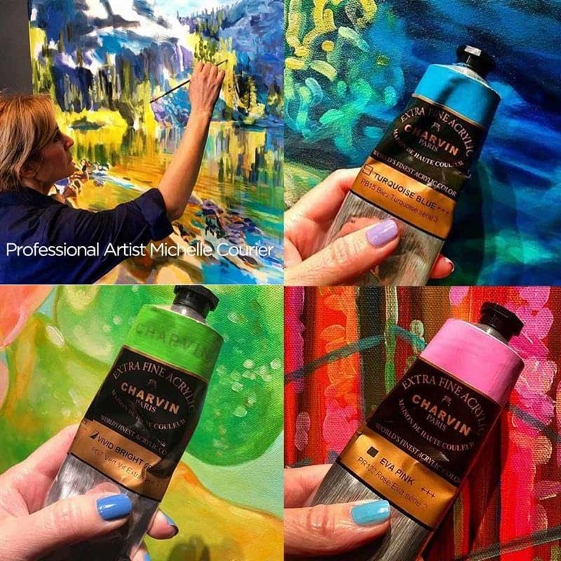 Charvin Extra Fine Professional Acrylic Paint - Raw Sienna, 60ml Tube, Triple-Milled, Lightfast Pigments, Open Stock Artist Acrylic Paints in Nature-Inspired Hues