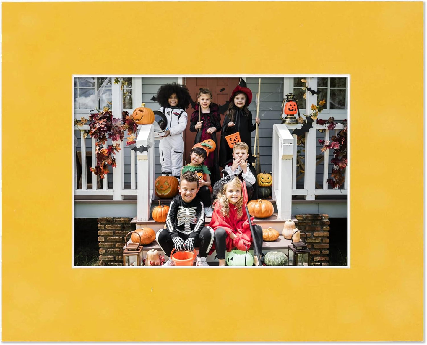 8x10 Mat Bevel Cut for 6x8 Photos - Acid Free Sunrise Yellow Suede Precut Matboard - For Pictures, Photos, Framing - 4-ply Thickness