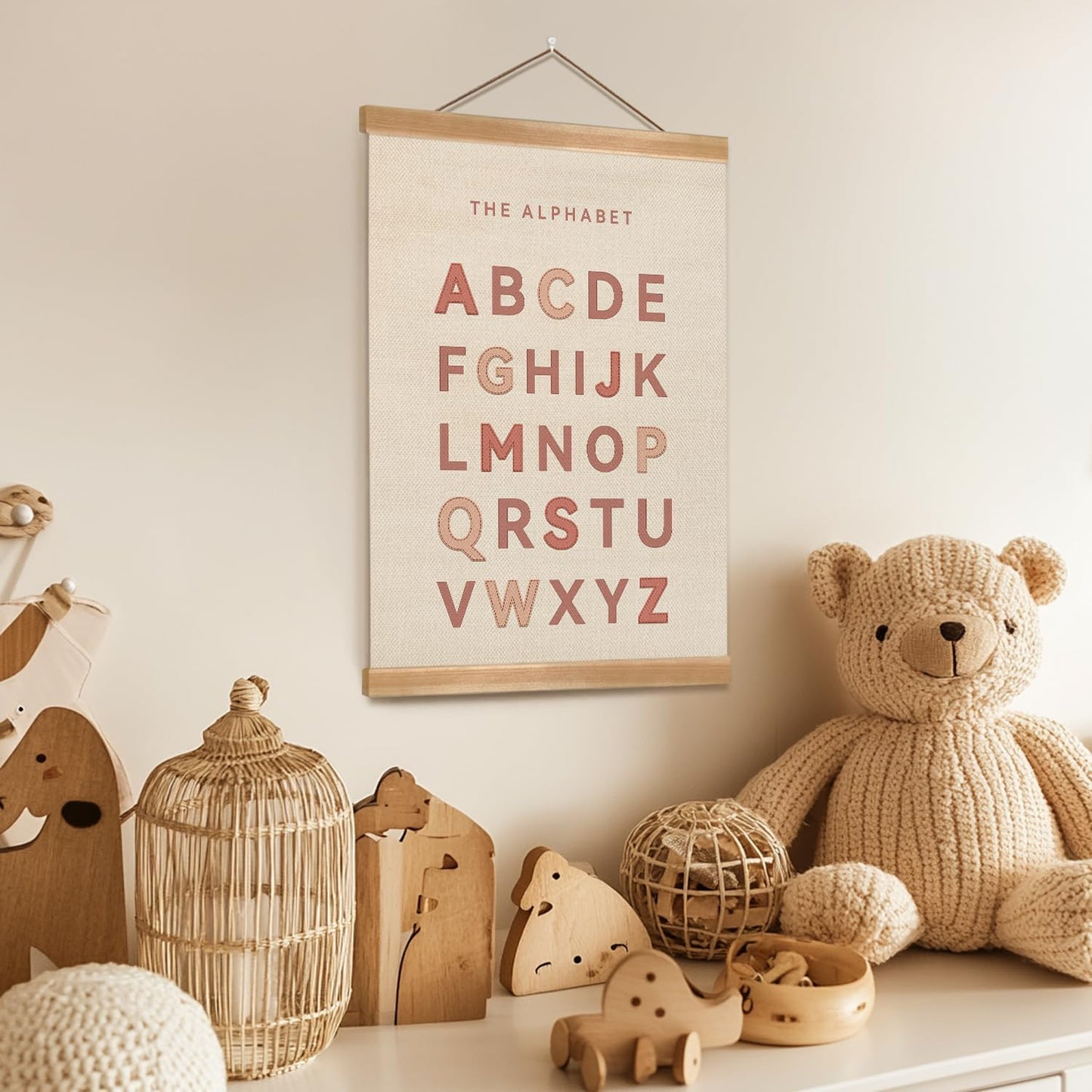 ZTGDA Alphabet Shapes Poster Set of 2, ABC Posters for Toddlers Decor, Shapes Alphabet Learning Poster Hanger Frame Wall Decor for Classroom Nursery Kids Room Playroom Preschool Decor