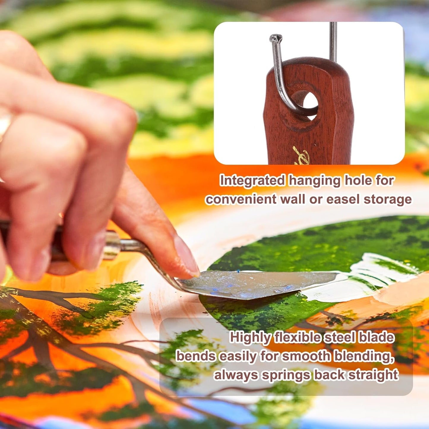 MECCANIXITY Pack of 1 Large Palette Knife No.16, 11.8" Long Palette Knives with Stainless Steel Flexible Spatula Pallet Knife and Wood Handle for Scraping, Mixing, Oil Acrylic Painting Canvas