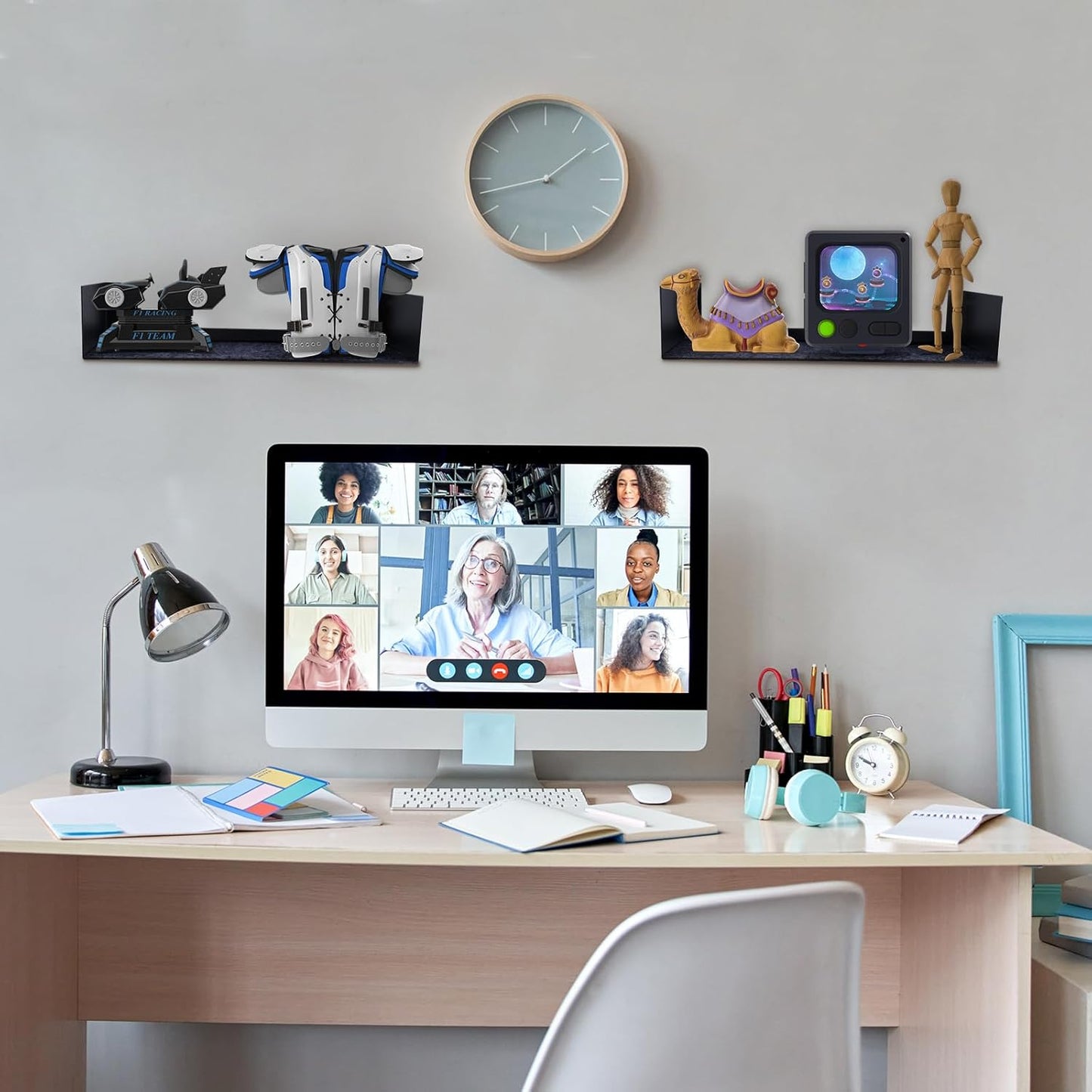 U Shape Floating Shelves Wall Mount Metal Bookshelf CD DVD Storage Display Shelves, Black Set of 4