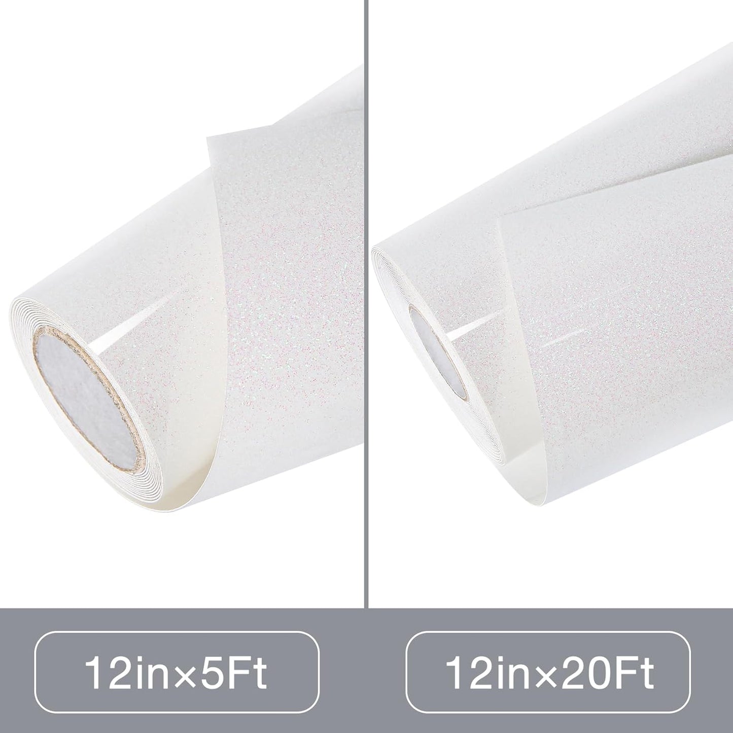 TORC Iridescent White HTV Heat Transfer Vinyl Roll 12 in x 20 ft Sparkly Rainbow White Iron-on Transfer for T-Shirts