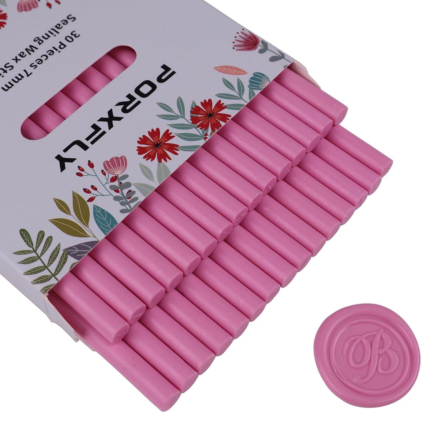 30 Pieces 7mm Sealing Wax Sticks for Glue Gun,PORXFLY Mini Wax Seal Sticks Great for Seals Stamp,Cards Envelopes,Wedding Invitations,Gift Wrapping,Wine Packages (Pink)
