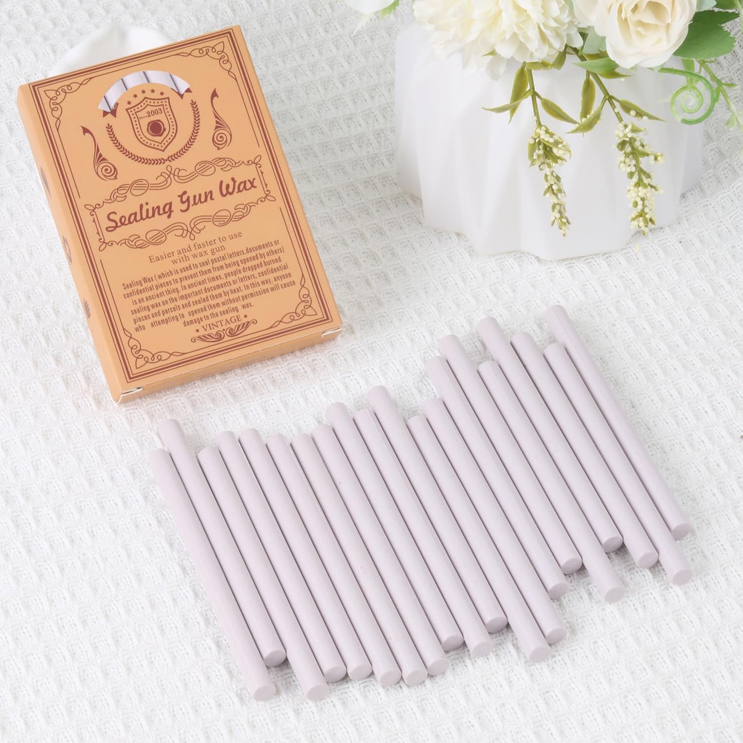 Light Purple Sealing Wax Sticks, WASOHLING 20Pcs Glue Gun Wax Seal Sticks for Wax Seal Stamp, Purple Wax Seals for Christmas Wedding Invitation Envelope Letter Seals, Craft Adhesive (Mini Size)