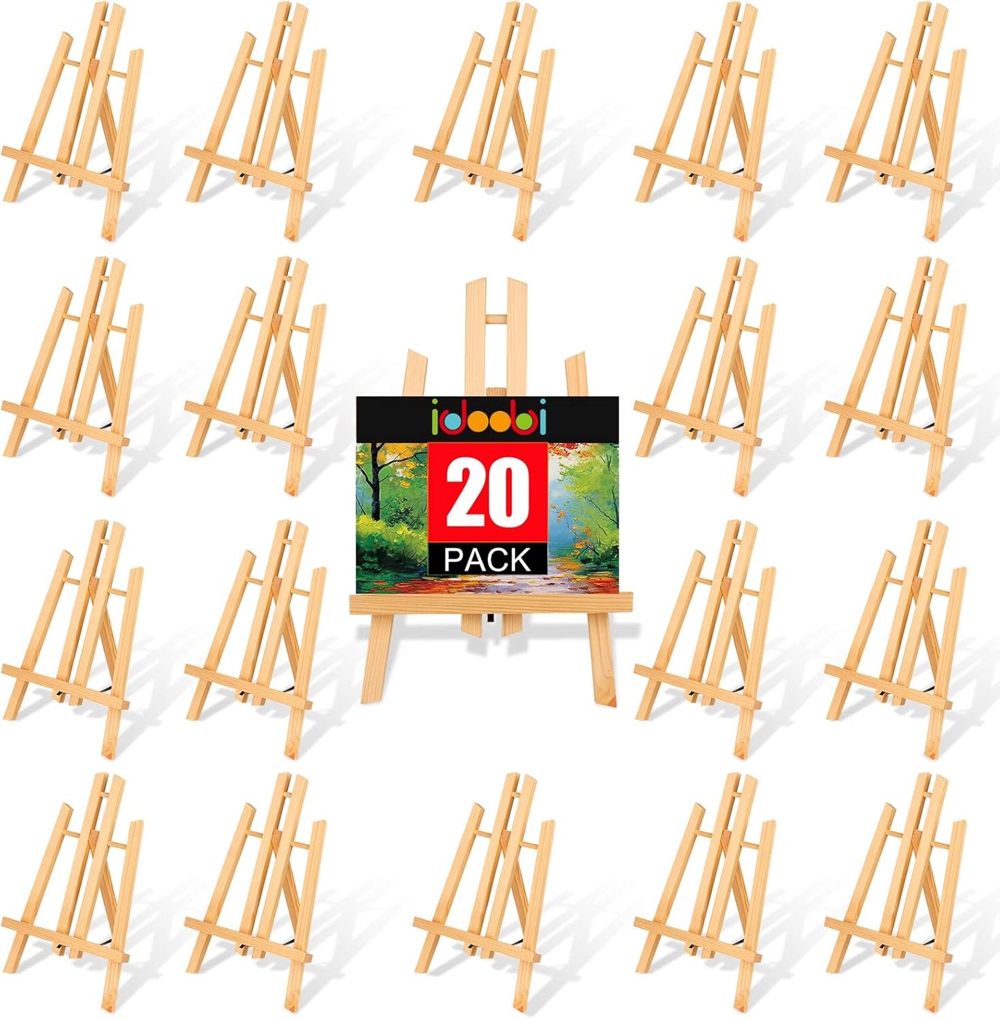 20 Pack 11.8" Wooden Easel, Easel Stand for Painting, Tabletop Easel for Artist/Students/Beginners, Portable Canvas Photo Picture Sign Holder