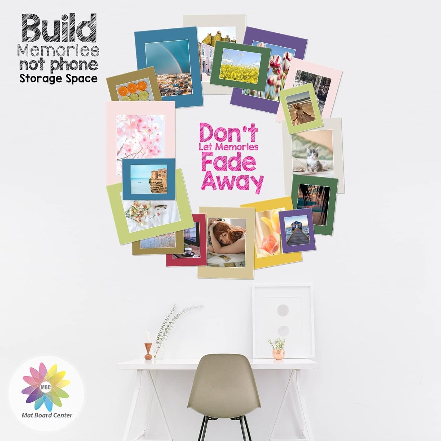MBC Mat Board Center, Acid Free Pack of 10 11x14 Mixed Colors White Core Picture Mats for 8x10 Photos