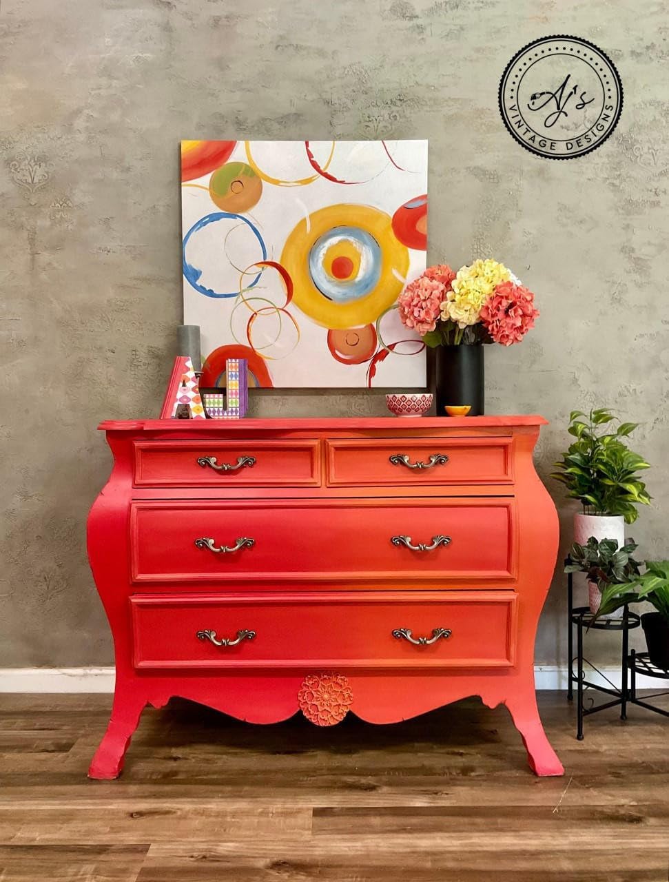 Dixie Belle Paint Company Chalk Finish Furniture Paint - Florida Orange (4oz) - Matte Bright Orange Chic Chalk Mineral DIY Furniture Paint