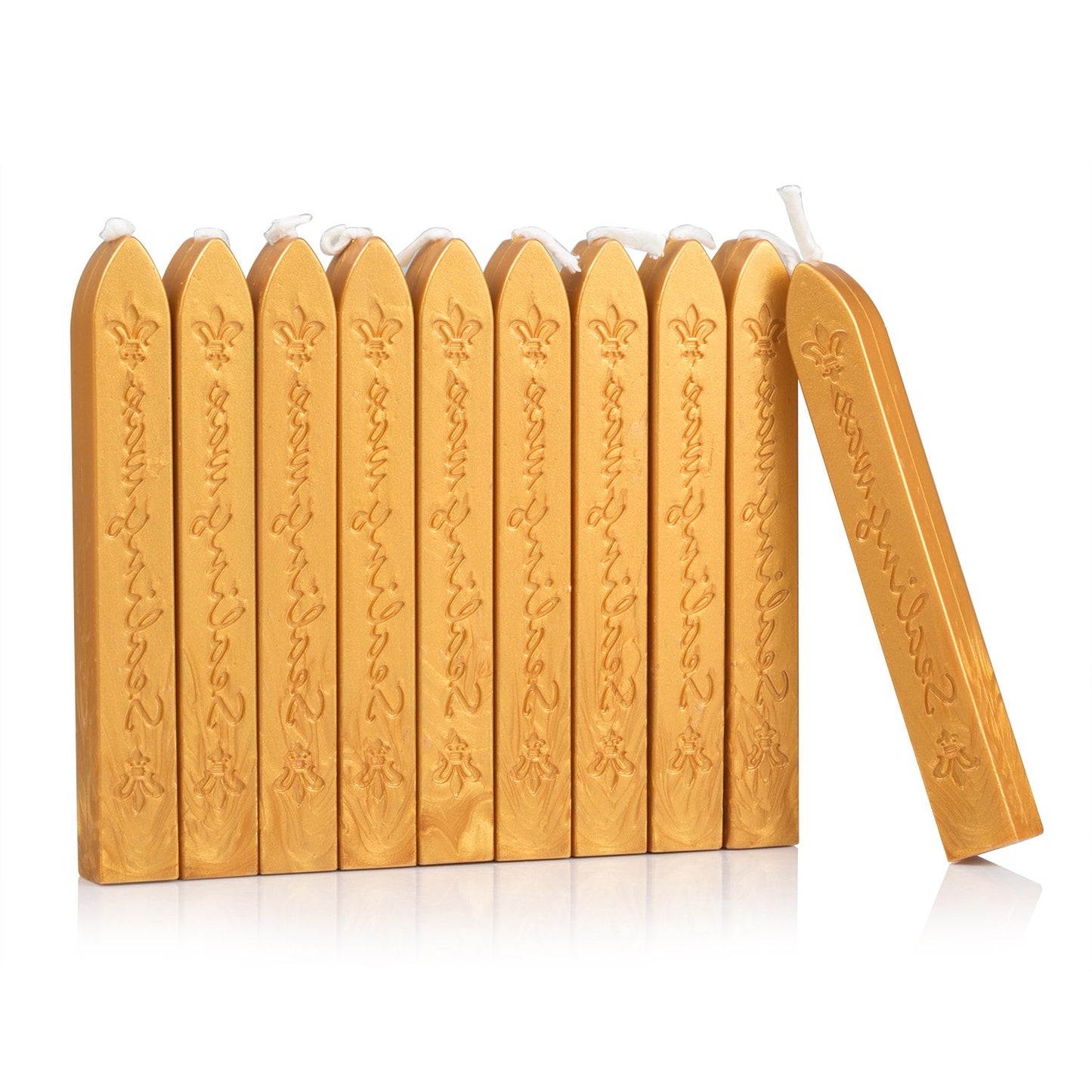 Mceal Sealing Wax Stick with Wick Flower De Luce of France Retro 10 Pieces Pack(Golden Rod)