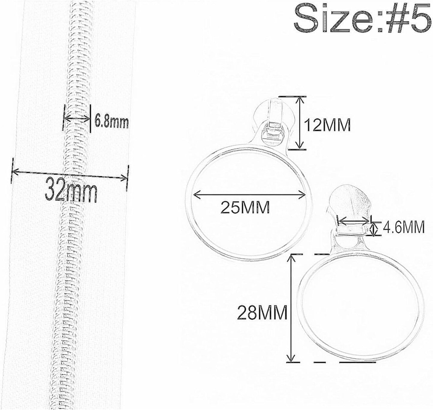 Leekayer #5 Metallic Nylon Coil Zippers by The Yard Bulk 10 Yards Black Zipper Tape with 25pcs Gold Ring Pull Sliders for DIY Sewing Tailor Craft Bag(Black Gold)