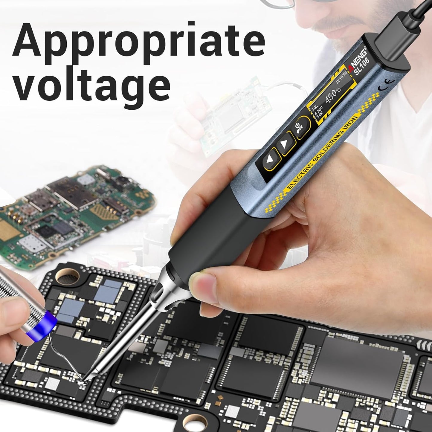 Soldering Iron Kit, Portable Corded Soldering Iron 95W 3S Fast Heating 212-842℉, Pre-set 3 Groups Temperature Portable Welding Tools for Metal Electric Repairs DIY (SL108)