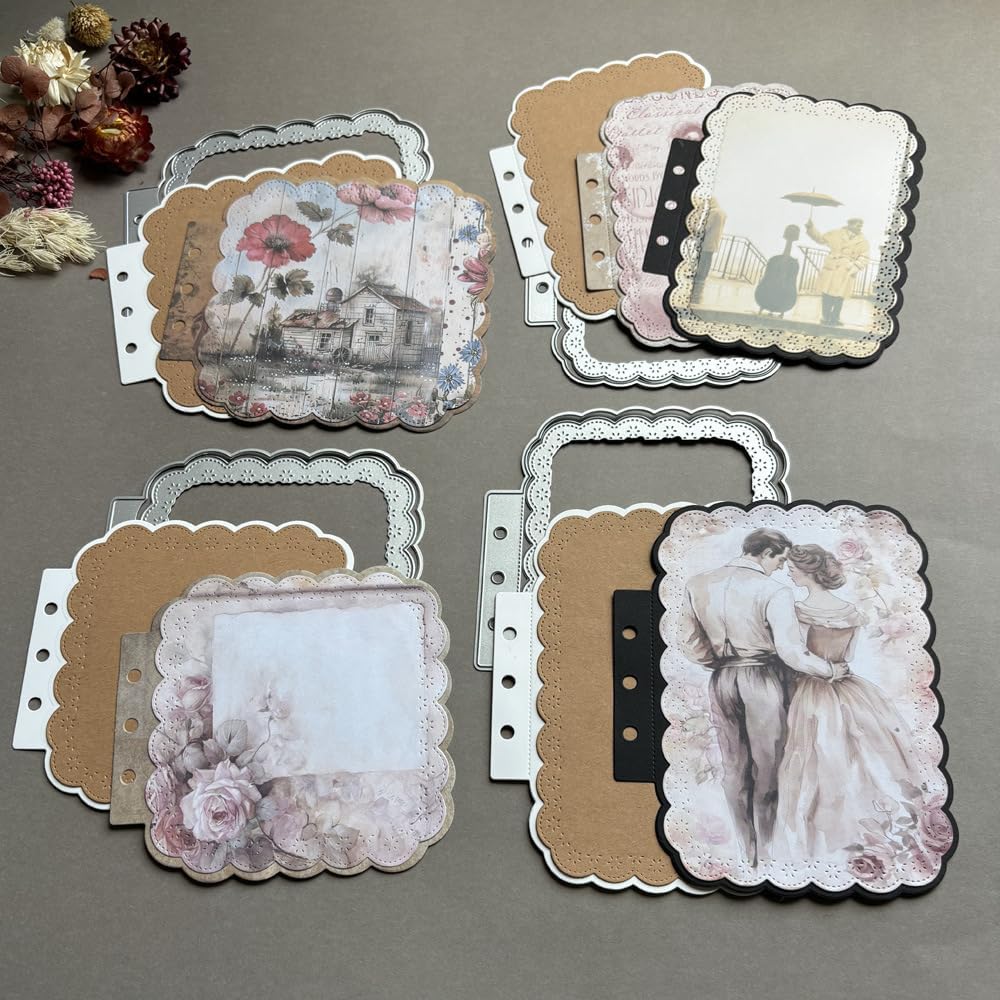 Rectangular Loose-Leaf Lace Die Cuts for Card Making, Background Cutting Dies DIY Album Scrapbooking Decor Paper Craft Metal Die Cuts Party Wedding Decorations