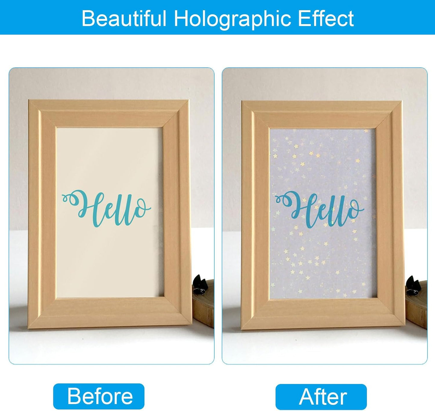 PATIKIL 8.3x5.8 Holographic Sticker Paper, 20Sheets A5 Polypropylene Self-Adhesive Transparent Waterproof Laminate Overlay Film for Photo Cards Scrapbook Decorations, Star