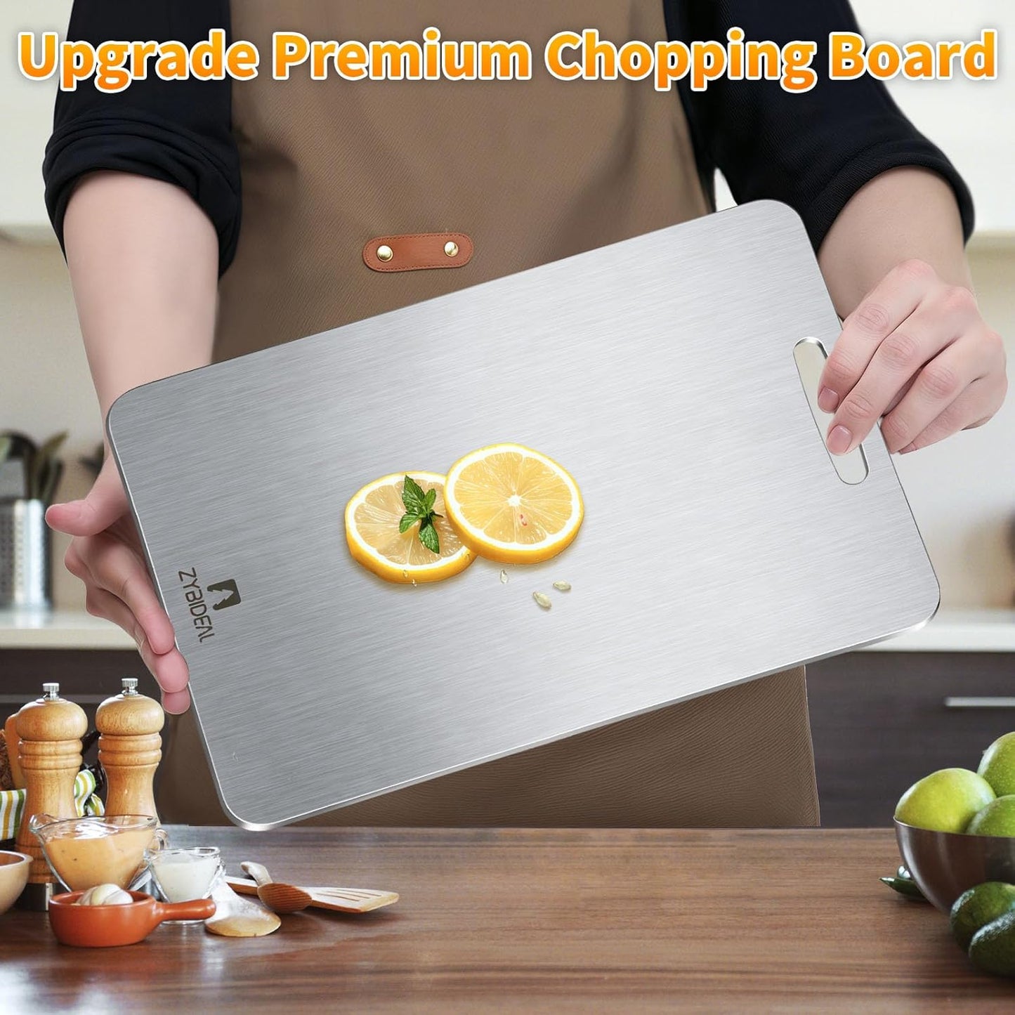 Pure Titanium Cutting Board, Stainless Cutting Boards for Kitchen, Double-Sided Food Grade Chopping for Meat, Vegetable & Fruit (12 * 18 IN)