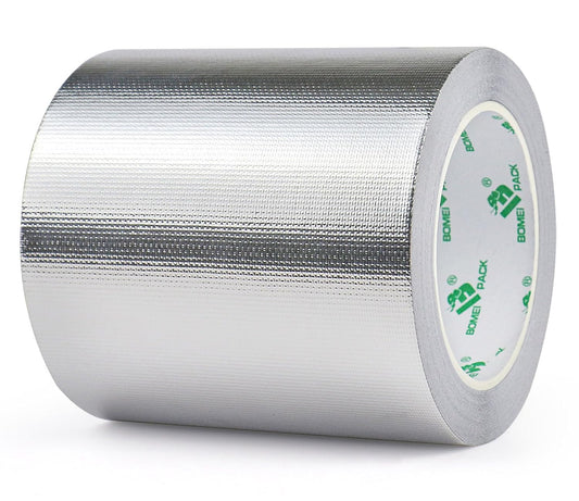 BOMEI PACK Adhesive Aluminum Foil Heat Shield Tape Barrier, Fiberglass Thermal Insulation Reflective Material High Temp Protection (5in*66ft)